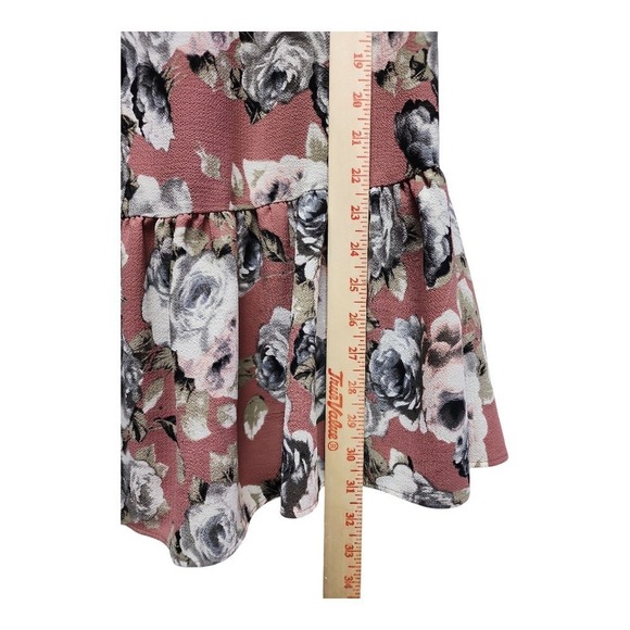 MOA MOA Mauve Floral Blouse M Off Shoulder 3/4 Sleeve Tunic Top Lined‎ - Picture 7 of 14